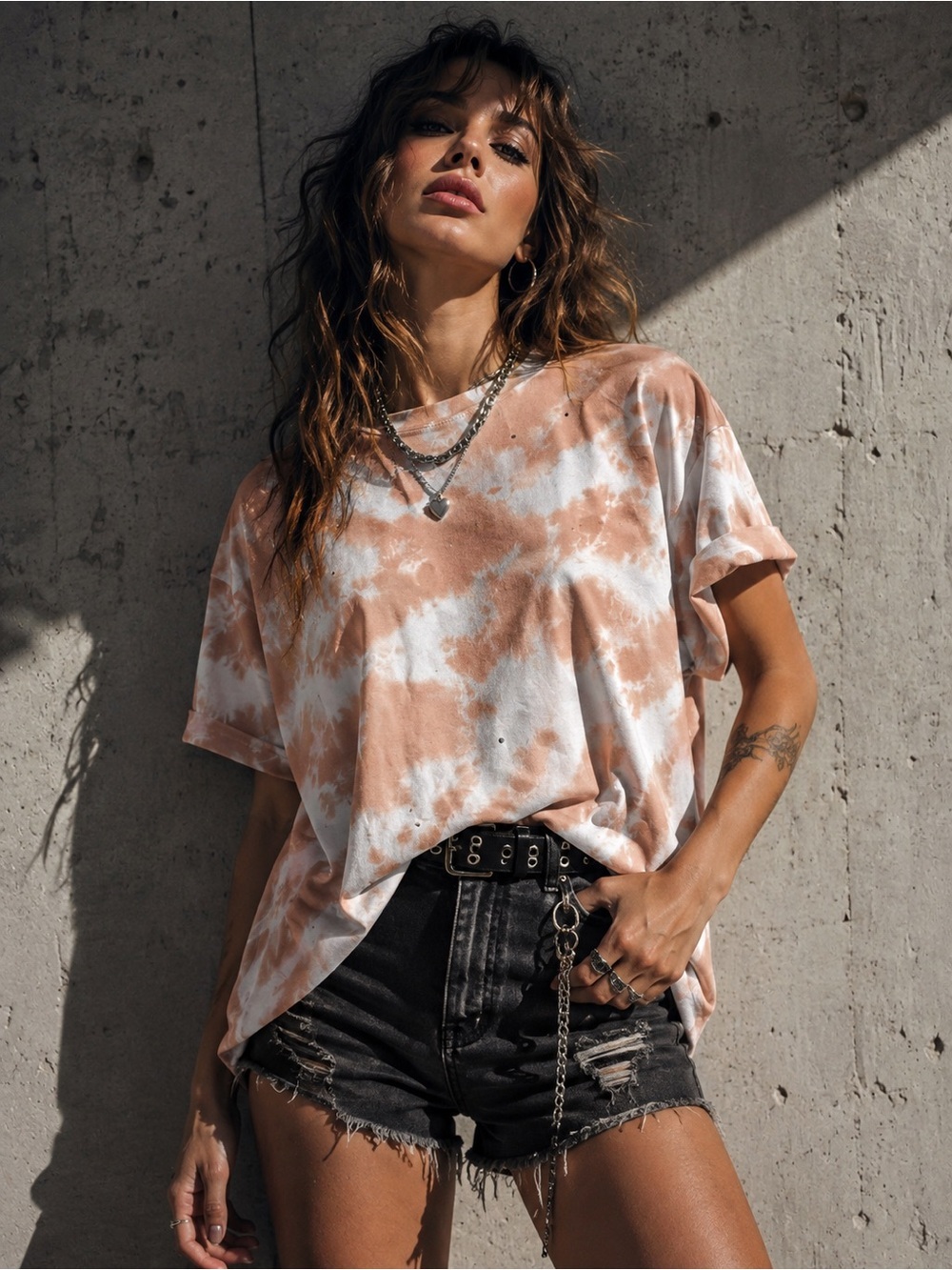 Tie-Dye Short Sleeve Tee w/ Hole Punches - 808